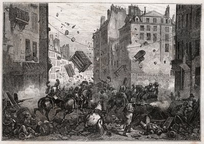 Rue Saint-Antoine durante le Trois-Glorieuses (luglio 1830) - Rivoluzione del 1830 combattimenti sulle barricate in Rue Saint-Antoine nel 1830 da Unknown artist