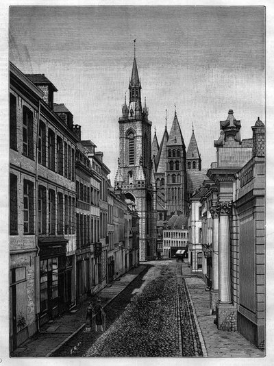 Rue Saint Martin (Abbazia di Saint Martin) a Tournai in Belgio nel 1882 da Unknown artist