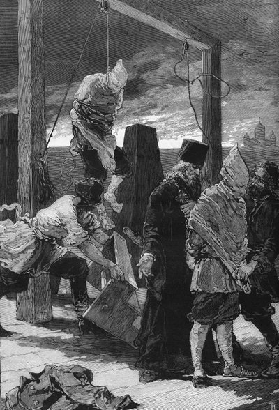 Russia, San Pietroburgo: esecuzione dei due nichilisti Kviatkovsky e Presniakoff il 16/11/1880 nel bastione di San Giovanni della Fortezza dei Santi Pietro e Paolo. Erano gli autori dell