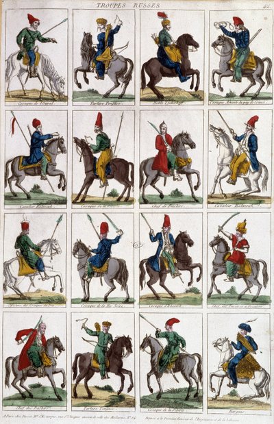 Cavalieri armati russi - incisione da Unknown artist