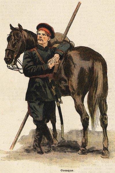 Costume dei cosacchi russi. Incisione del XIX secolo. Collezione Bianchetti. da Unknown artist