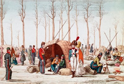 Soldati russi accampati sugli Champs-Elysees, Parigi, Francia, 31 marzo 1814 (incisione) da Unknown artist