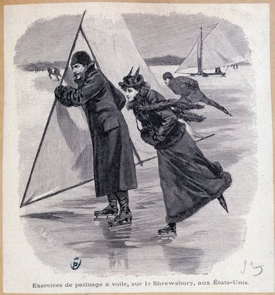 Esercizio di vela, a Shrewsbury, USA, circa 1890 - incisione, fine XIX secolo da Unknown artist