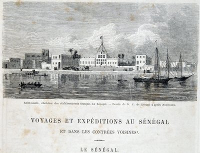 Saint-Louis, capitale degli stabilimenti francesi in Senegal - in "Viaggio e viaggi in Senegal" in Tour du Monde, 2º trimestre 1861 da Unknown artist