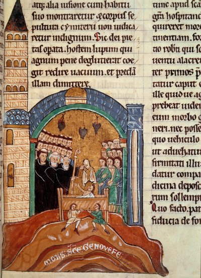San Ugo di Cluny, abate di Cluny, salva un morto a Parigi. Miniatura tratta da una raccolta storica e liturgica da Unknown artist