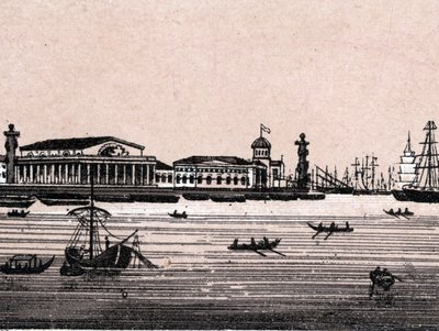 San Pietroburgo, Russia: vista del fiume Neva e della Borsa a San Pietroburgo da Unknown artist
