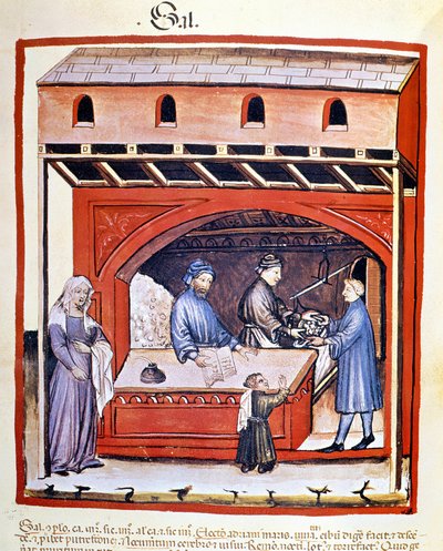 Vendita di sale, estratto dal Tacuinum Sanitatis da Unknown artist