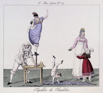 Saltimbanchi: Equilibrio del candelabro - in "Il Buon Genere", inizio XIX secolo da Unknown artist