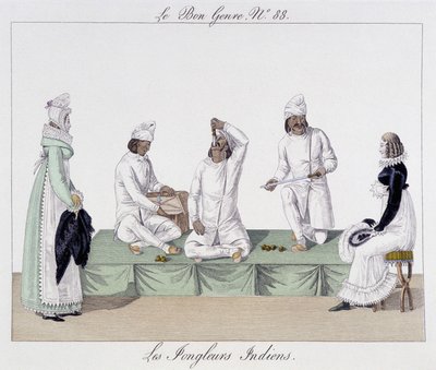 Saltimbanchi: giocolieri indiani, inghiottitori di coltelli - in "Le Bon Genre", inizio XIX secolo da Unknown artist
