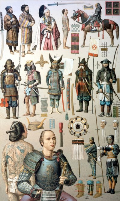 Costumi, armi e armature dei samurai. XIX secolo da Unknown artist