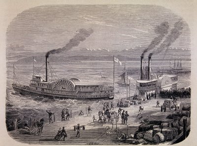 Docks di San Francisco e barche a pale (California) - in "Il Giro del Mondo" da Unknown artist