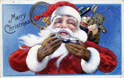 Babbo Natale e il suo cappuccio di giocattoli - Cartolina americana, fine XIX secolo da Unknown artist