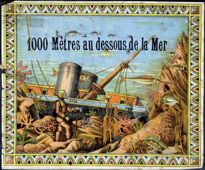Palombaro e barca naufragata - in "1000 metri sotto il mare" di Jules Verne da Unknown artist