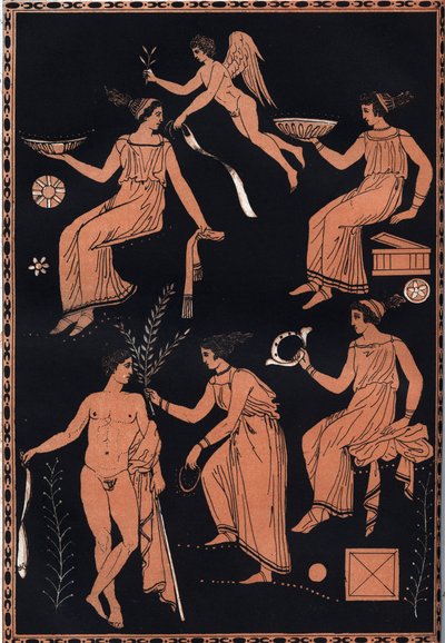 Scena di culto dei Misteri di Eleusi - Scena di iniziazione al culto dei misteri di Eleusi - culto di Demetra e Persefone basato a Eleusi nell