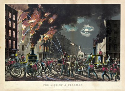 Scena di vita quotidiana dei pompieri americani da Unknown artist