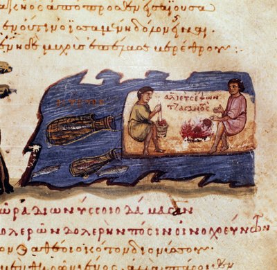 Scena di pesca notturna, miniatura dalla caccia 