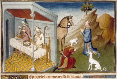 Scene di antropofagia e idolatria a Sumatra Miniatura tratta da Marco Polo (1254-1324) da Unknown artist