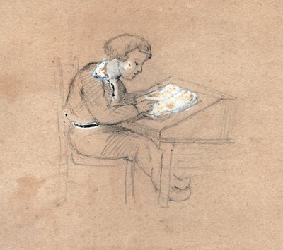 Scolaro al lavoro (disegno, circa 1830) da Unknown artist