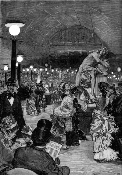 Sala delle sculture al Salon del 1879 al Palais des Champs-Élysées a Parigi. Incisione in 