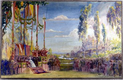 Scenografia per "Die Meistersinger", opera di Richard Wagner. Atto II da Unknown artist