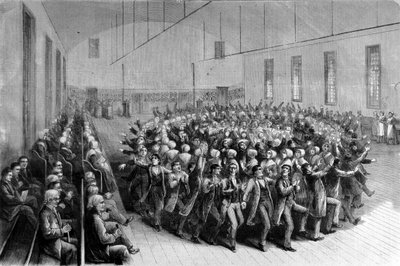 Processione religiosa dei Quaccheri Tremanti (danza) a New York. Illustrazione del XIX secolo. da Unknown artist