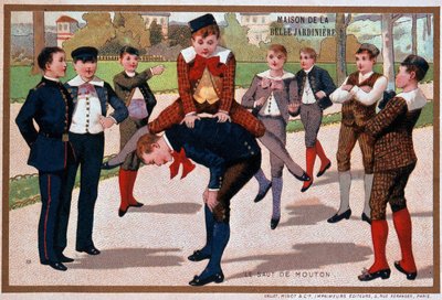 Gioco del salto delle pecore, pubblicità del negozio "Il bel giardiniere", ca. 1895 da Unknown artist