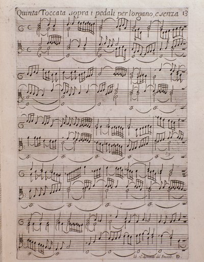 Pagina di spartito del Secondo libro di toccate di Girolamo Frescobaldi da Unknown artist