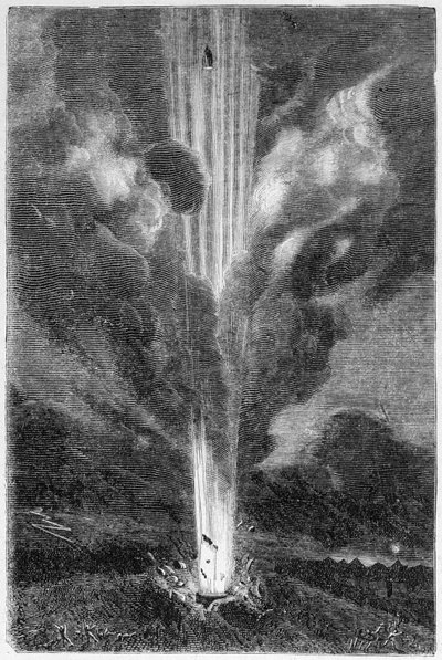 Proiettili lanciati sulla luna - in “Viaggio dalla Terra alla Luna” di Jules Verne da Unknown artist