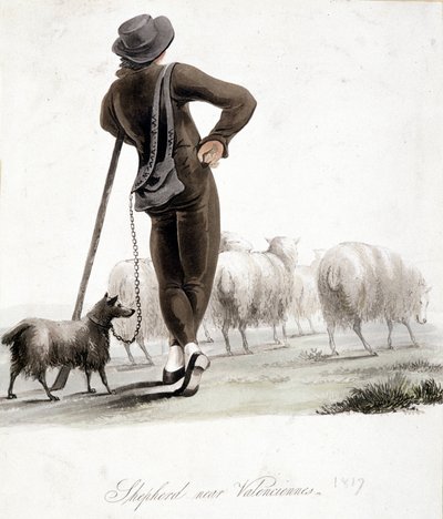 Pastore vicino a Valenciennes - acquerello da Unknown artist