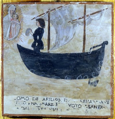 Nave salvata dalla tempesta. Ex voto del XVI secolo dal Santuario della Madonna del Monte a Cesena (Forlì). da Unknown artist