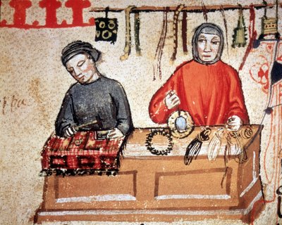 Negozio di artigianato. Manoscritto del XIV secolo. Biblioteca Nazionale di Firenze da Unknown artist