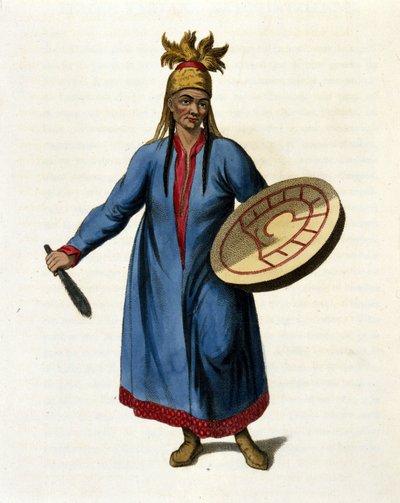 Sciamano siberiano. Incisione del XIX secolo da Unknown artist