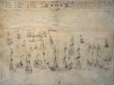 Assedio di Goa, colonia portoghese, da parte della flotta olandese tra il 1603 e il 1639 da Unknown artist
