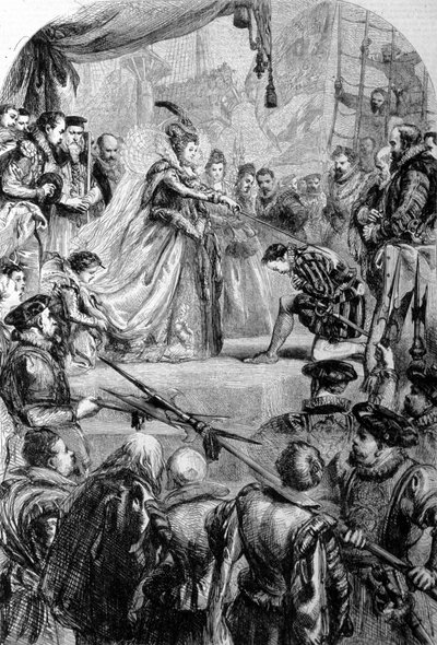 Sir Francis Drake (1540-1596), navigatore inglese fu nominato cavaliere dalla regina Elisabetta I nel 1581. Incisione da Unknown artist