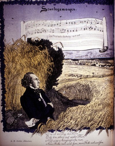 Sonntagsmorgen, in Op. 77 n. 1, spartito musicale di Félix Mendelssohn - Bartholdy (1809-1847) da Unknown artist