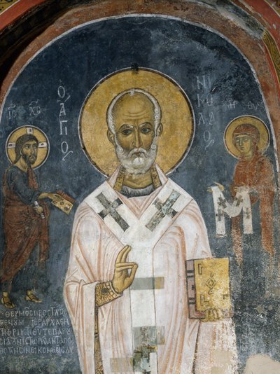 San Nicola di Myra, affresco (XII secolo), Chiesa di Ayios Nikolaos tis Steyis (San Nicola del Tetto) (XI secolo) (Lista del Patrimonio Mondiale dell