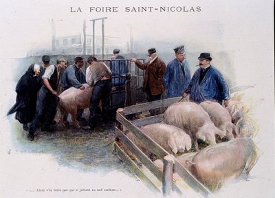 Fiera di San Nicola: Mercato dei maiali in Bretagna da Unknown artist