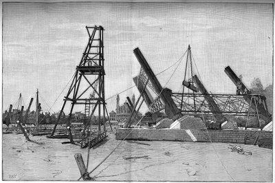 Stato del cantiere della Torre Eiffel nel 1887 da Unknown artist