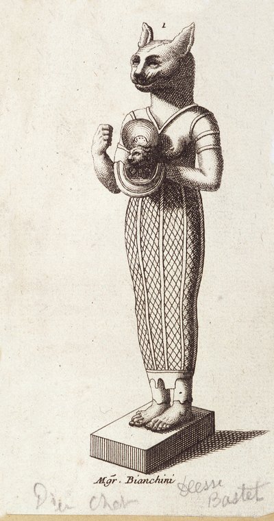 Statua della Dea della Danza, Bastet con testa di gatto (Antico Egitto) da Unknown artist