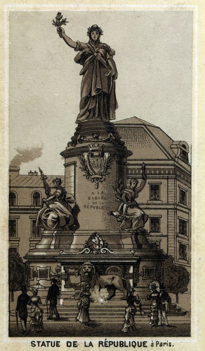 Statua della Repubblica, Place de la Republique a Parigi. Cromolitografia della fine del XIX secolo da Unknown artist
