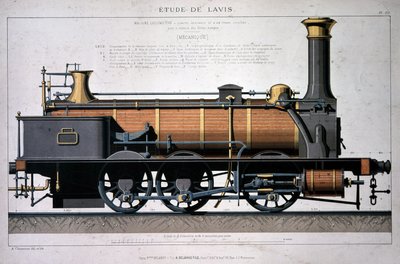 Locomotiva a vapore - disegno a lavaggio da Unknown artist