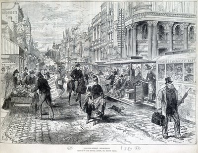 Scene di strada, Collins Street a Melbourne nel 1889 da Unknown artist