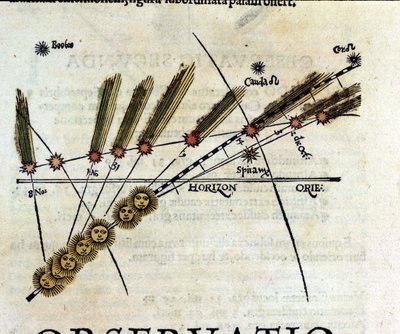 Studio sulle comete - in Astronomicon caesarum, trattato del XVI secolo da Unknown artist