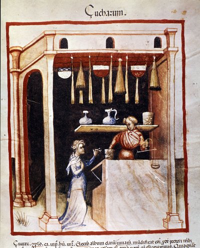 Preparazione dello zucchero. Miniatura dal trattato di medicina e dietetica "Tacuinum sanitatis" da Unknown artist