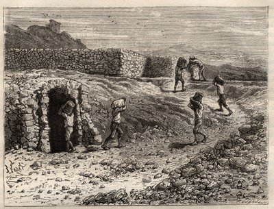 Zolfo - Una miniera di zolfo a Girgenti, Sicilia - incisione in 