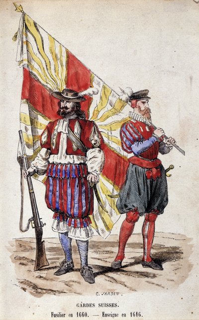 Guardie svizzere: Fuciliere nel 1660 e Alfiere nel 1616 da Unknown artist