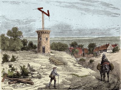 Telegrafo: Telegrafo di Claude Chappe (1765-1805) intorno al 1794 - Incisione da Unknown artist