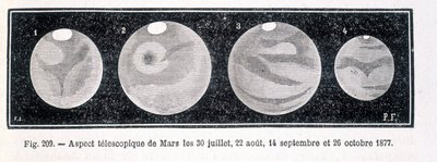 Aspetti telescopici del pianeta Marte nel 1877 - in "Astronomia Popolare" di Camille Flammarion, ed. Marpon & Flammarion da Unknown artist
