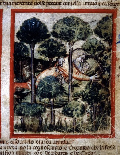 Tamar è posseduta da Amnon. Miniatura tratta dal codice 212 (o codice padovano o Bibbia di Padova) 1390-1400 Rovigo, Accademia dei Concordi da Unknown artist
