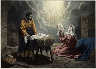 La nascita di Cristo. Incisione anonima della metà del XIX secolo. da Unknown artist